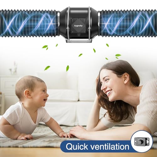Aygrochy Extractor Fan 150 mm, Extractor Fan 683 m³/h, with Power Outlet with Timer, Delay and Temperature and Humidity Sensor, for Growing Tents, Ventilation | Extraction fan (688m³/h) Suitable for grow tents and hydroponic ventilation systems