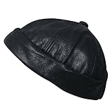 ililily Faux Leather Solid Color Short Beanie Strap