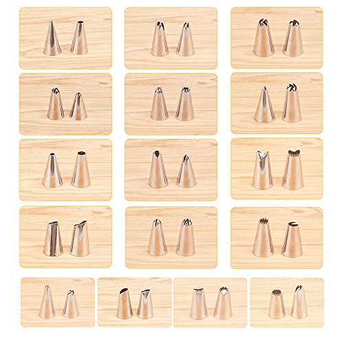 LetGoShop Cake Decorating Tools Kit 38 in 1 Set include 32 Frosting Icing Cream Nozzle Tips 2 Reusable Silicone Pastry Bags 2 Plastic Couplers 2 Flower Nails Home Kitchen Baking Supplies - Thumbnail 2