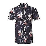 NUTEXROL Hawaiian Shirts Mens Bamboo Print Beach Aloha Party Holiday