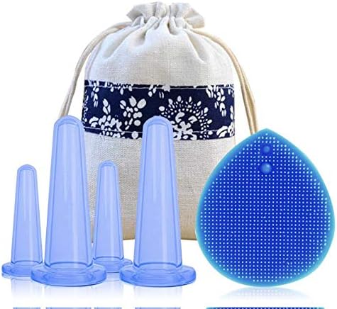 Meili Silicone Facial Cupping Therapy Set - Eye and Face Vacuum Massage Cup Kit. Anti-Wrinkle and Anti-Aging Effect.