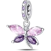 CYCUFF 925 Sterling Silver Charms Suitable for Bracelets Charms Beads, Charm Necklaces Jewellery Gift for Women Family Friends (Dragonfly Zirconia Charm)