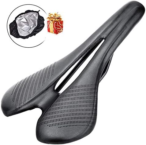 TAMEHO Adult Road Bike Seat Outdoor Comfort MTB Seat Bicycle Lightweight Universal Mountain Bike Seats Bicycle Saddles Men Leather Black