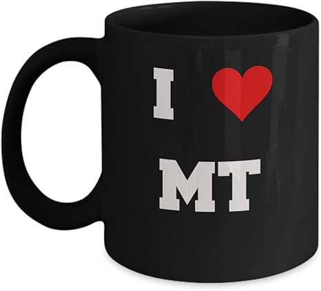 Montana coffee mug, I Love Montana MT Abbreviation USA States Ceramic Black  Coffee Mug Tea Cup Gifts Mugs 11 oz Funny Mugs