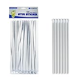 SUMPRI 7 Inch Swizzle Sticks -24, Durable Stir sticks -Round Top, Long & Reusable Plastic Sticks (Transparent Cristal) -For Hot And Cold Drinks, Beverages Or Cocktails