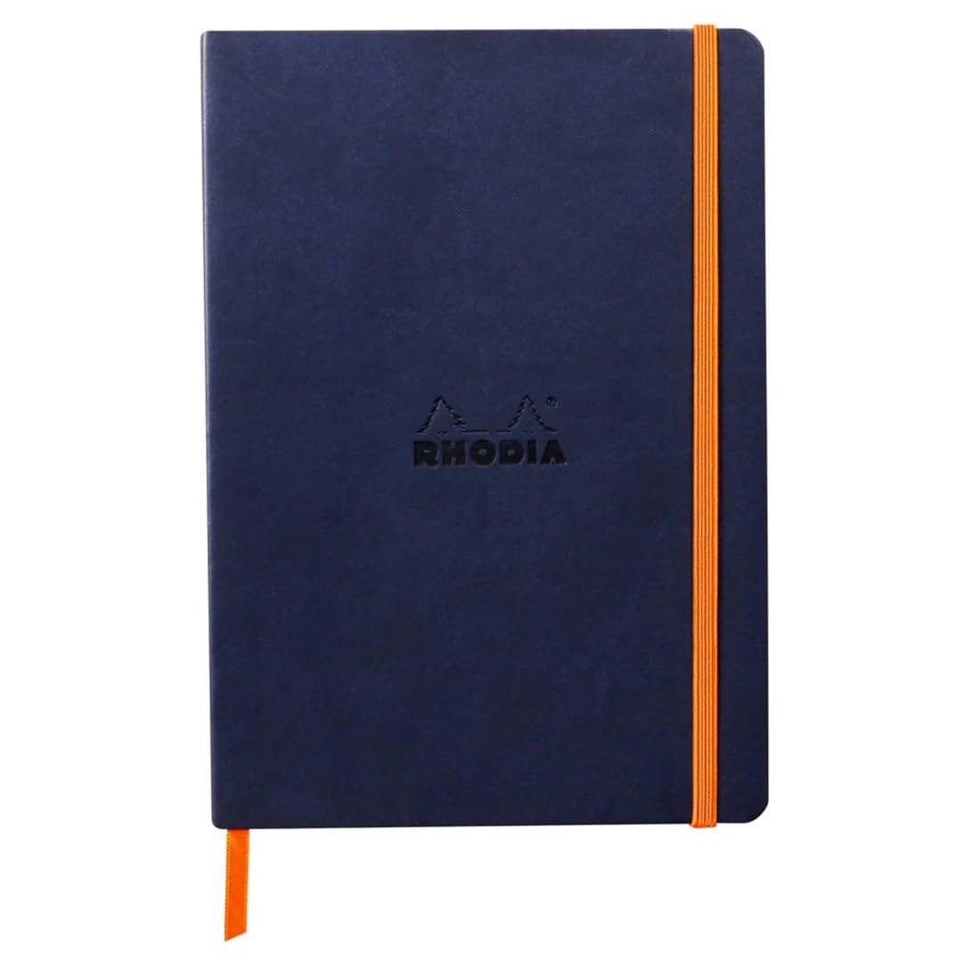 RHODIA 117444C - Midnight Blue Flexible Notebook - A5 - Dotted Dot - 160 pages - Clairefontaine Ivory Paper 90 g/m - Bookmark, Elastic Closure - Faux Leather Cover - Rhodiarama Collection