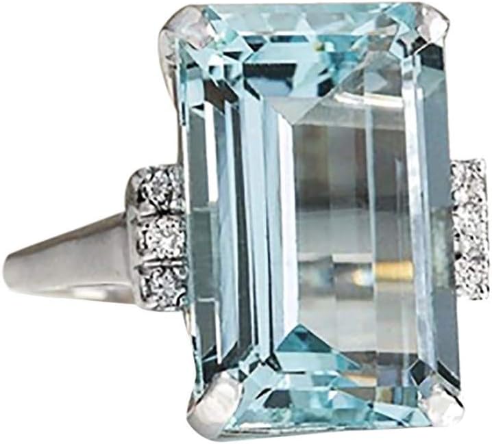 Women Diamond Rings, Topaz Ring Rhinestone Engagement Wedding Jewelry Party Rings Bands Size by Clemunn