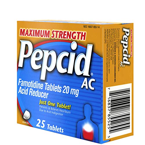 PEPCID AC MAXIMUM STRENGTH, 20 MG FAMOTIDINE FOR HEARTBURN PREVENTION & RELIEF, 25 CT