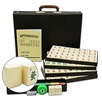 Mose Cafolo Chinese Mahjong X-Large 144 Numbered White Ivory Color Melamine Tiles 1.5 Inch Large Tile with Black Carrying Travel Case Pro Complete Game Set -( Majiang,Mah Jong, Mahjongg, Mah-Jong)