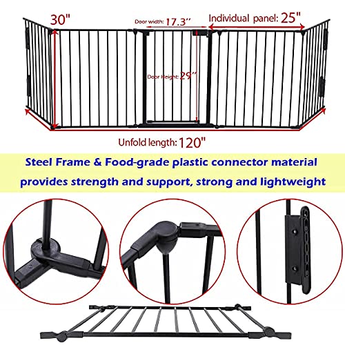 Nisorpa Dog Gate, Stair Gate Stairway Barrier 120 inch Extra Wide Pet Gate, Large Openings