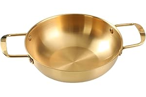 QANYEGN Korean Ramen Cooking Pot with Double Handle, Stainless Steel Noodle Pot, Convenient Cooking Pot for Soup Small Hot Po