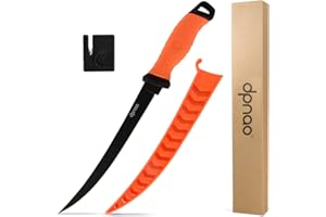 DPNAO Fishing Fillet Knife, Sharp Flexible Stainless-Steel Blade 7’’-9’’, Professional Level Knives for Filleting and Boning Meat, Non-Slip Handles, Includes Protective Sheath and Sharpener