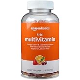 Amazon Basics Kids' Multivitamin Gummies, Cherry, Strawberry &amp; Orange Flavors, 190 Count (Previously Solimo)