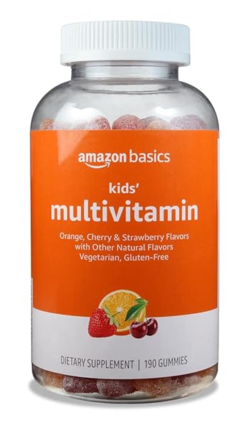 AMAZON BASICS KIDS’ MULTIVITAMIN GUMMIES, CHERRY, STRAWBERRY &...