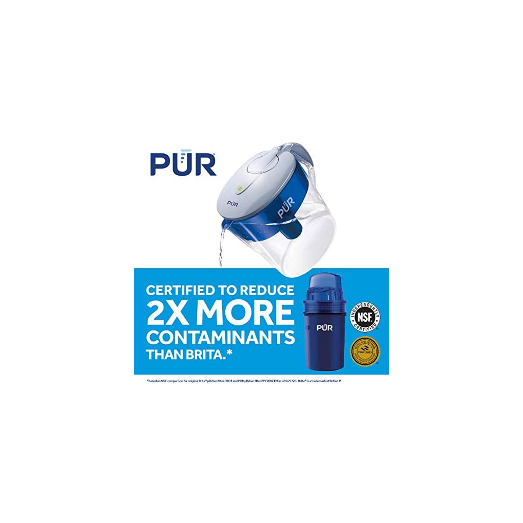 PUR CR1100CV Classic Water Filter Pitcher Filtration System, 11 Cup