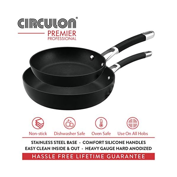 Circulon-82828-Premier-Professional-frypan-Twin-Pack-2028cm-Premium-Non-Stick-Frying-Pans-Hard-Anodized-Aluminium-Cookware-Black Circulon Premium Non Stick Frying Pan Set of 2 - Induction Frying Pans 20cm & 28cm with Stainless Steel Base, Dishwasher…