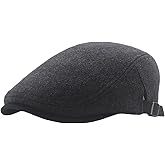 Mens Herringbone Tweed Newsboy Cap Flat Ivy Gatsby Hat Adjustable Cabbie Cap for Women