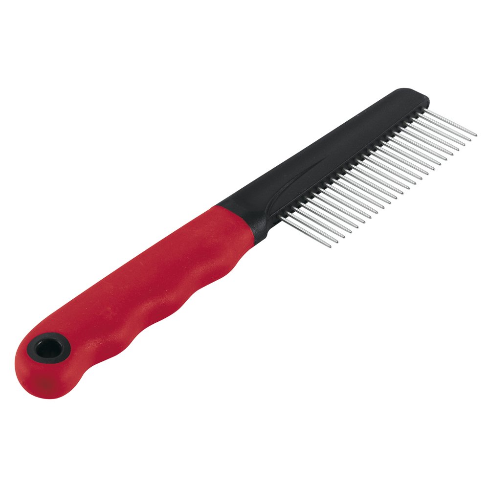 Ferplast Comb for Medium and Long-Haired Dogs and Cats, Rounded Chrome Teeth, Non-Slip and Ergonomic Handle