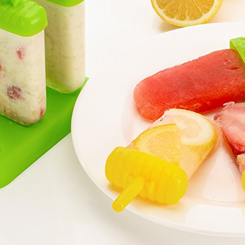 Omorc Popsicle Molds Set - BPA Free & FDA Certified & Food Safe - 6 Pack Reusable Ice Pop Molds Makers Drip-Guard Handle Easy-Release Ice Cube Tray Molds with Folding Funnel and Cleaning Brush