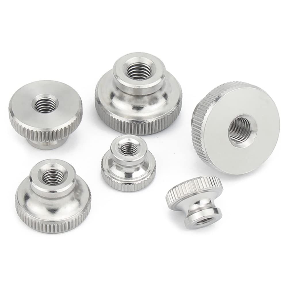 CONPHERON M3 Knurled Thumb Nuts Stainless Steel High Head Knurled Nuts Through Hole Hand Grip Knobs (6 Pack)
