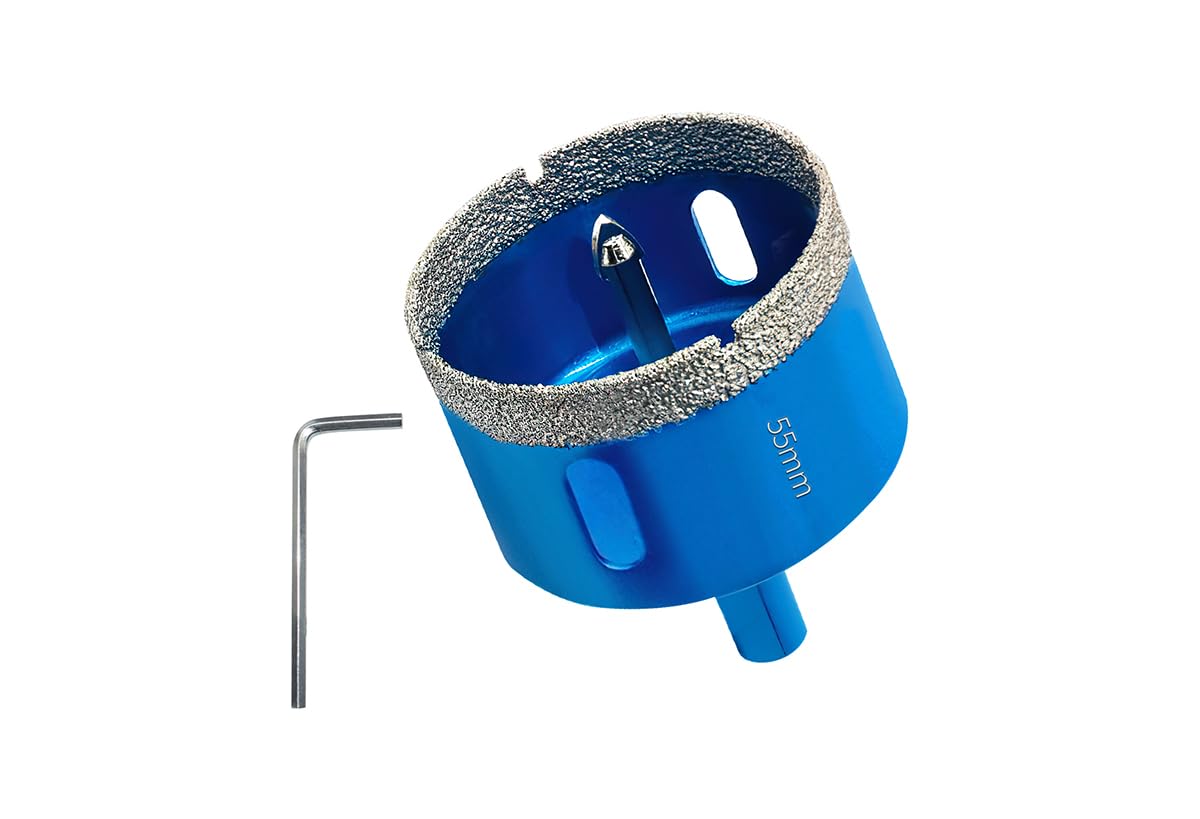 Teronbeta Diamond Hole Saw 55mm with Pilot Center Drill Bit, Vacuum Brazed Diamond Core Hole Cutter for Tile, Porcelain, Glass, Ceramic, Marble — image 1