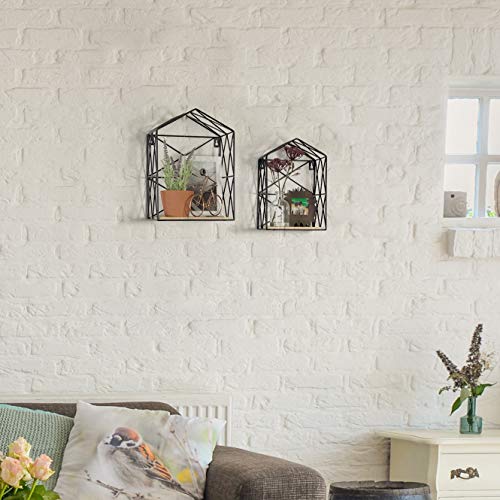 NHOEBICK Farmhouse Wall Display Shelf Modern Geometric House Shaped