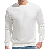 VEIISAR Men's Crewneck Sweatshirt - Basic Long Sleeve Pullover for Casual & Athletic Wear (616 White S)