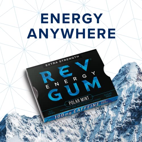Rev Gum Caffeine Energy Gum Extra Strength 100mg of Caffeine per Gem
