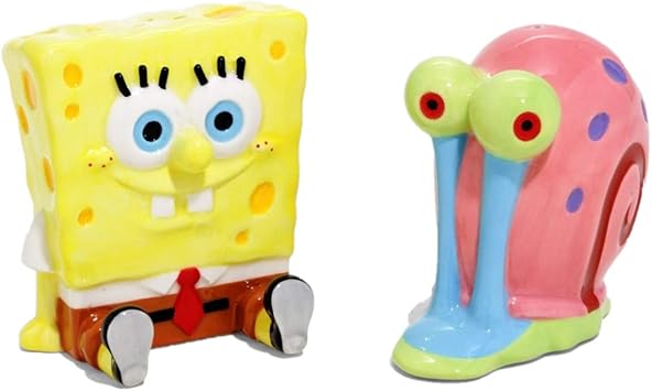 Amazon スポンジ ボブ スクエアパンツ ソルト ペッパーシェーカーセット スポンジ ボブとゲイリーフィギュアデザイン セラミック Scs Direct 塩 コショウ入れ 通販