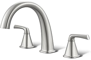 HANALLX Brass Bathtub Faucet Roman Tub Faucet Gooseneck Tub Filler, Brushed Nickel Garden Tub Faucet Deck Mount 3 Hole High Flow Bathtub Faucet Set, with Valve & Hose, 12-20in Widespread