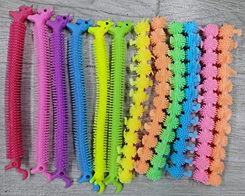 AMOR PRESENT Stretchy String Fidget Toys, 12PCS Sensory Fidget Worm Stretch Toys for Kids Toddlers Adults with ADD ADHD, Autism Monkey Noodle Fidget for Stress Relief Anti Anxiety