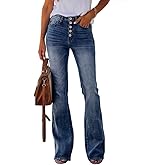 Koinshha Womens High Waisted Jeans Boyfriend Stretch Flare Casual Bootcut Denim Pants