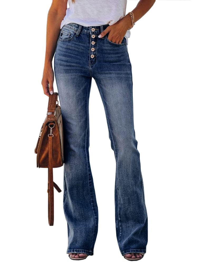 Photo 1 of Koinshha Womens High Waisted Jeans Boyfriend Stretch Flare Casual Bootcut Denim Pants