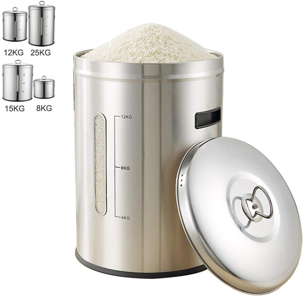 XH&XH Food Storage Stainless Steel Rice Bucket Kitchen Cereal Container