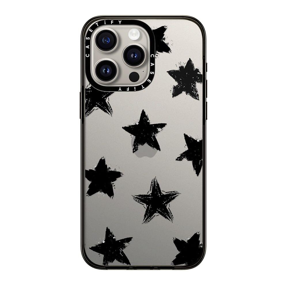 Photo 1 of CASETiFY Compact iPhone 15 Pro Max Case [4 ft. 2X Military Grade Drop Protection/Slim/Lightweight] - Star Marks - Clear Black
