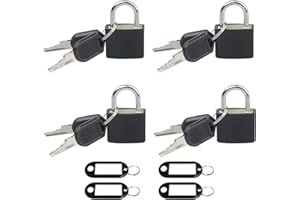 4 Pack 23 mm Luggage Lock Mini Black Locker Padlock with Key Travel Security Locks for Backpacking Small Suitcase Computer Ba