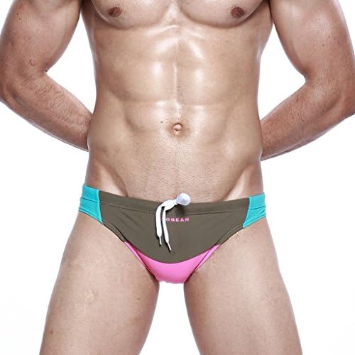 Desklets Men's Summer Strips Swimming Underwear Sports Trunks Briefs (ArmyGreen Size XXL)