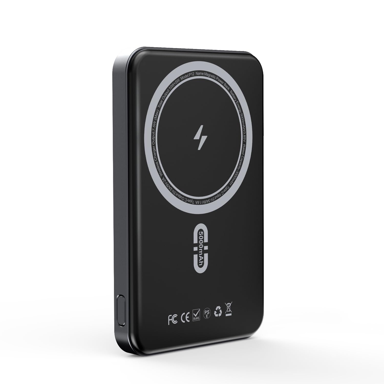TONKEE Magnetic Power Bank 5000mAh, Magnetic Portable Charger with Type-C Cable, Slim MagSafe Battery Pack, Magnetic Battery Pack for iPhone 16/15/14/13/12