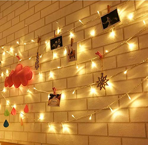 Kellegour Light Strand Led Light String Lights Warm White String Lights Indoor Plug in Led Curtain Lights Photograph String Lights Led Decorative Lights White Led String Lights - Thumbnail 2