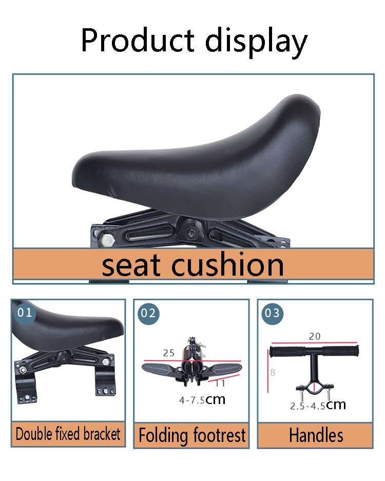 TERRIFI Kids Bike Seat with Handlebar, Detachable Front Mounted Bicycle Seat for Kids, Handlebars & Foot Pedals Set, Toddler Bike Seat Attachment for Adult Bike, Suitable for MTB and City Bicycles