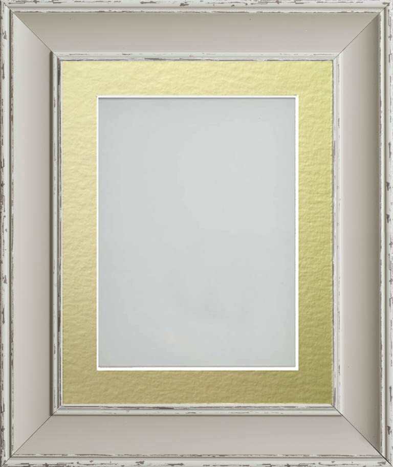 Frame Company Brooke Moonstone Grey Photo Frame, Gold Mount, A4 for 9x6 inch, fitted with perspex