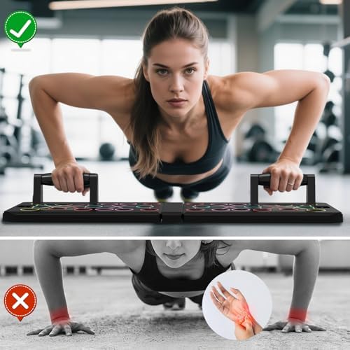 Push Up Rack Board 15 in 1 pieghevole multifunzione Home Training Fitness Equipment, Portable Push-Up Training Frame, Adjustable Push-Up Board, manico rotondo