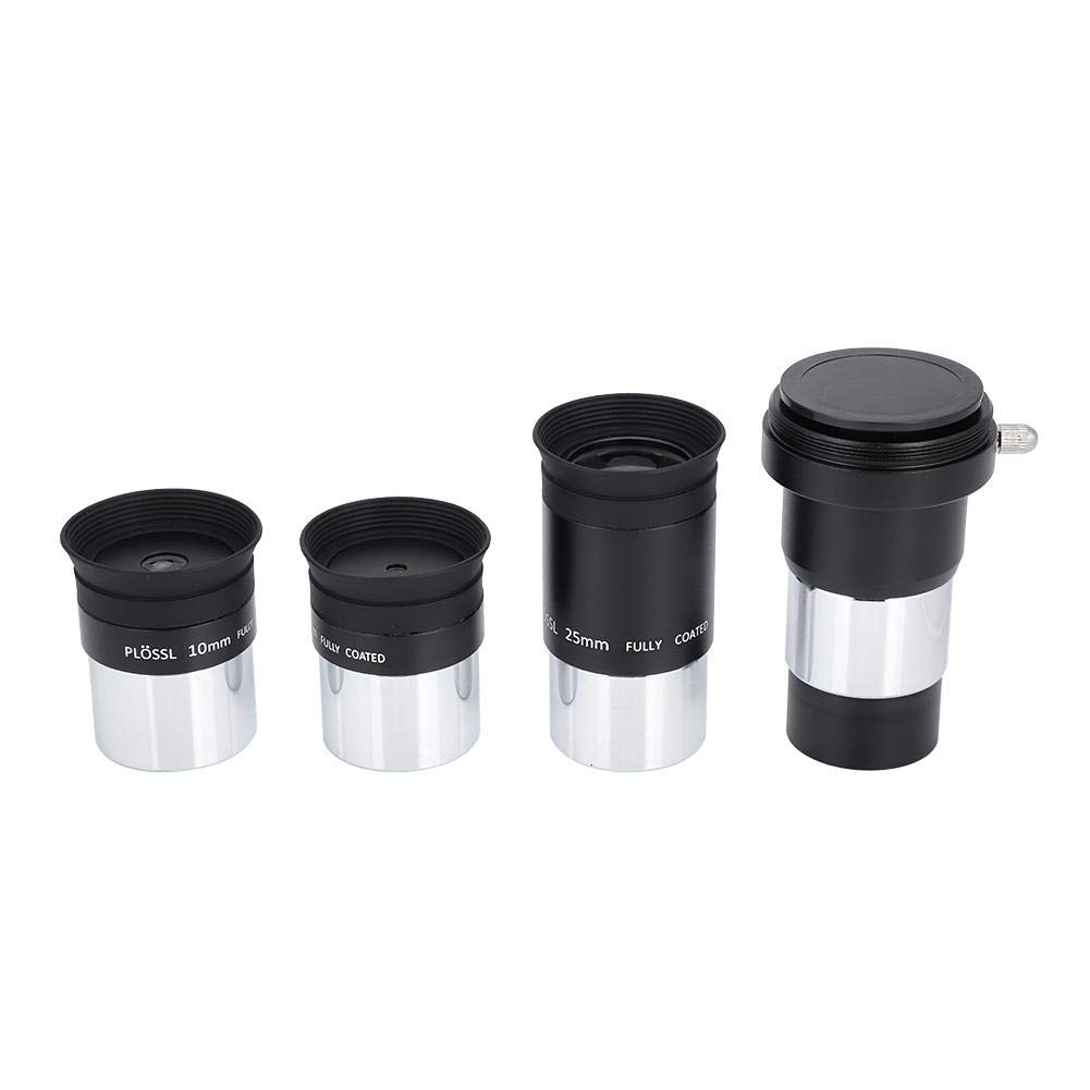 Bindpo 1.25inch Plossl Telescope Eyepiece Set, 4mm + 10mm + 25mm Plossl PL Lens + 2X Magnification Barlow Lens for Astronomic Telescope