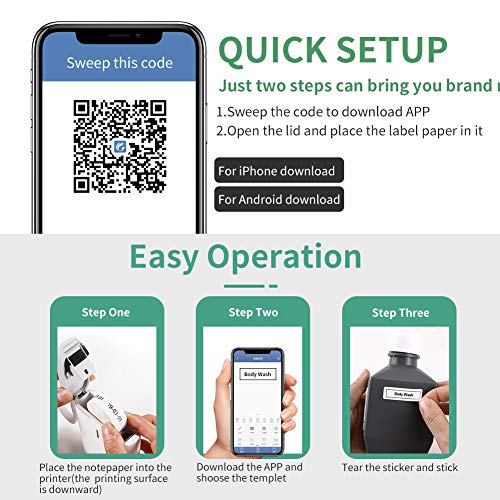 Label Printer，D11 Mini Smart Label Maker with Bluetooth Thermal Label Printer Machine (1 Roll Paper, D11 Label Printer)