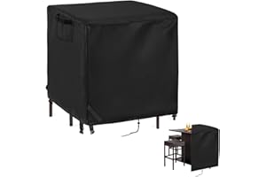Guisong Waterproof Cover for Best Choice Products 5 Piece Outdoor Wicker Table Set, Protective Cover for Outdoor Bar Table and Stools Set-Black，59x59x38