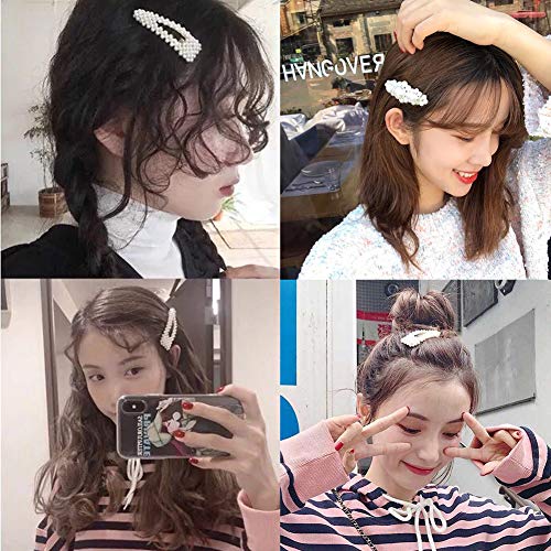 WillingTee 12pcs Pearls Hair Clips Glitter Rhinestones Hair Clips for Women Bling Hairpins Headwear Barrette Styling Tools Accessories