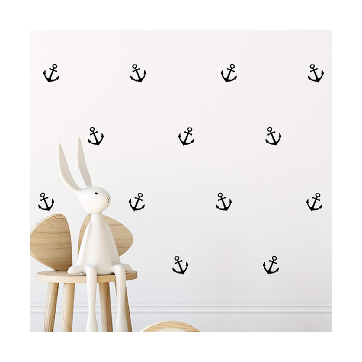 StickerDeen | Sailor's Anchor Pirate Ship Pattern Style Shape Decoration Removable Nursery Wall Art, Window, Furniture Vinyl Decal Stickers Gift | (Pack of 72) (Black)