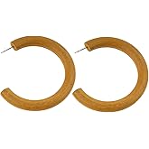 Scddboy Wooden Hoop Earrings for Women Geometric Lightweight Dangle Drop Earrings