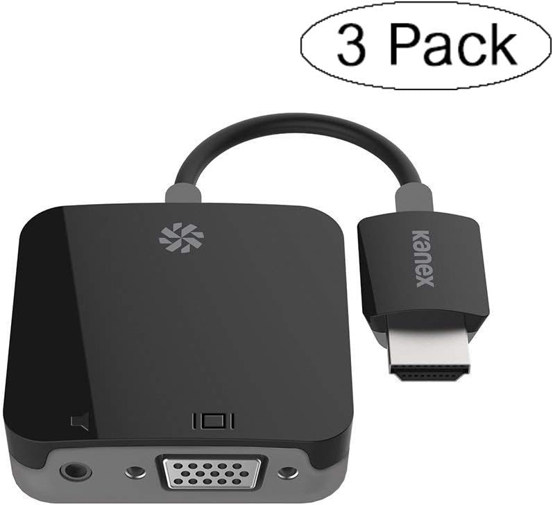 Kanex HDMI to VGA Adapter with Audio Support for Apple TV- HDCP Compliant-Power Adapter Included (Thrее Расk)