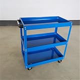 iropro 3-Tier Tool Trolley 225 lb Capacity Blue Steel Workshop Cart view 4